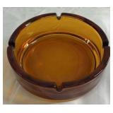 Amber Glass Round Ashtray