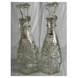 Pair of Pressed Glass Cruet Bottles with Stoppers