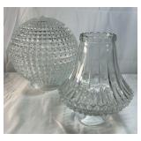 Two Glass Lamp Shades Ribbed and Hobnail Styles