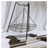 Campfire Cooking Grill Tripod Pie Iron Lot Cast Iron