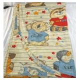Vintage Teddy Bear Fabric Panel – Printed Cartoon Bear Pattern