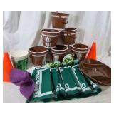 Football Party Supplies Lot Buckets Tablecloth Cups Decorations