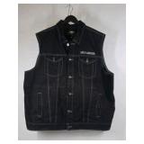 Harley-Davidson Genuine MotorClothes Black Denim Vest Mens XL Eagle Logo
