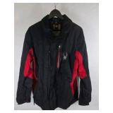 Spyder Mens Ski Jacket Black Red Full Zip Insulated Coat Size XL