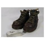 Dr. Martens AirWair Brown Leather Ankle Boots Size 7 w/ Shoe Shine Sponge