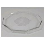 Clear Glass Octagon Dish – Etched Rose Design