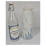 Ceramic Floral Vase and Glass Swing Top Bottle
