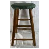 Wood Bar Stool Rustic Wooden Stool Upholstered Seat