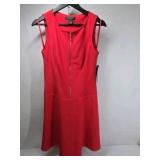 Lauren Ralph Lauren Red Sleeveless Dress Gold Zipper Fit Flare Style