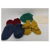 Lot of Knit Winter Accessories Hats Mittens Beret Mixed Colors Handmade Style