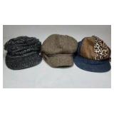 Lot of Women’s Hats Mixed Styles Knit Tweed Animal Print Caps