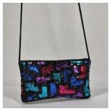 Vintage Sequin Clutch Purse Multicolor Beaded Evening Bag Shoulder Strap