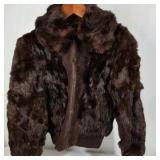 Vintage Women’s Genuine Rabbit Fur Jacket Brown Full Zip Coat Size M