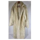 Bagazio Faux Fur Coat Womens Long Ivory Plush Winter Coat