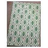 Huntington Home Area Rug Green White Geometric Pattern Accent Floor Rug