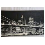 Black and White Cityscape Canvas Wall Art – Bridge Skyline Print