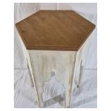 Vintage Wooden Corner Table – Distressed White Accent Side Table