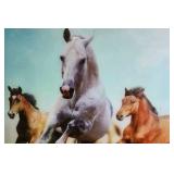 Framed Running Horses Wall Art – Western Style Animal Print