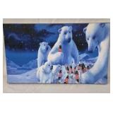 Coca-Cola Polar Bears Canvas Wall Art Pair Winter Scene Coke Decor
