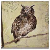 Vintage Dog & Owl Canvas Wall Art Set Hound Dogs Owl Rustic Decor