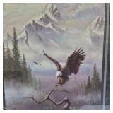 Vintage Bald Eagle Mountain Print Framed Wildlife Art Scripture Quote