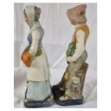 Vintage Porcelain Farmer Couple Figurines Man Woman Farm Animals Set