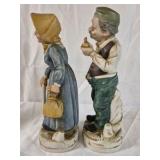 Hand Painted Ceramic Figurines Man Woman Couple