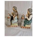 Vintage Porcelain Family Prayer Figurines Pair