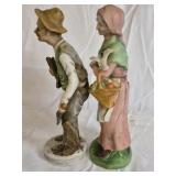 Hand Painted Ceramic Farmer Couple Figurines
