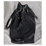 Black Tote Bag with Structured Base and Dual Handles
