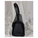 Black Structured Top Handle Handbag With Gold Clasp