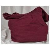 Burgundy Fabric Shoulder Bag with Front Zip Pocket