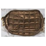 Bronze Quilted Crossbody Bag with Chain Strap