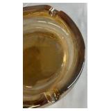 Amber Glass Ashtray Round Design
