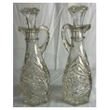Pair of Pressed Glass Cruet Bottles with Stoppers