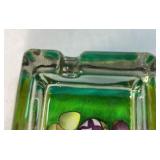 Pair of Glass Ashtrays Mushroom and Peace Sign Designs