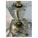 Glass Table Lamp with Brass Accents
