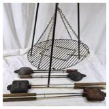 Campfire Cooking Grill Tripod Pie Iron Lot Cast Iron
