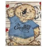 Vintage Teddy Bear Fabric Panel – Printed Cartoon Bear Pattern