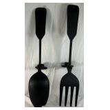 Wall Mount Candle Holders – Black Metal Fork and Spoon