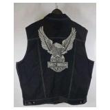 Harley-Davidson Genuine MotorClothes Black Denim Vest Mens XL Eagle Logo