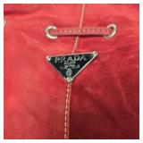 Prada Milano Red Leather Drawstring Shoulder Bag