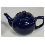 Blue Teapot and Black Ceramic Bowl
