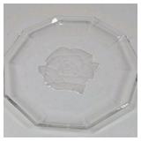 Clear Glass Octagon Dish – Etched Rose Design