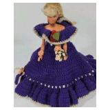 Vintage Mattel Barbie Doll 1966 Malaysia – Crochet Dress Purple Gown