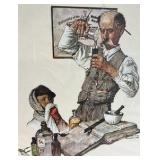 Norman Rockwell Doctor Print Framed Medical Scene Art