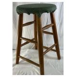 Wood Bar Stool Rustic Wooden Stool Upholstered Seat
