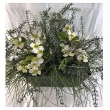 Artificial Floral Arrangement White Flowers Greenery in Decorative Planter