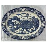Sanyei Japan Blue and White Oval Platter with Box