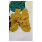 Lot of Knit Winter Accessories Hats Mittens Beret Mixed Colors Handmade Style